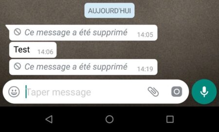 Message Whatsapp supprimé