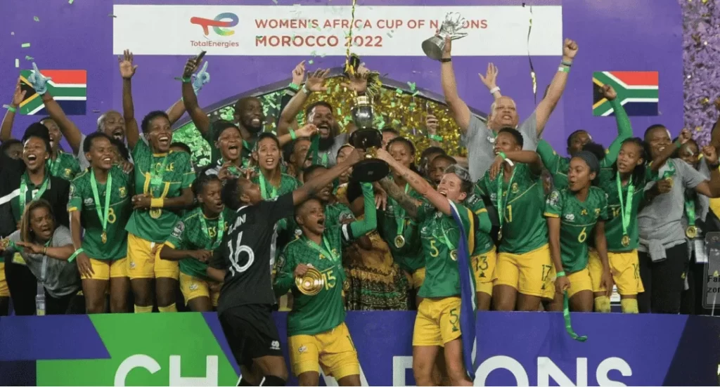 L'Afrique du Sud a remporté la CAN féminine 2022 face au Maroc le samedi 23 juillet 2022.