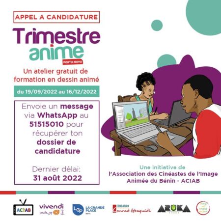 From 19 September to 16 December 2022, ACIAB and its partners are organising the third edition of the animated quarter in Porto-Novo. A free cartoon training workshop for young people over 18.