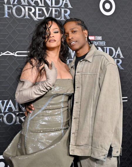 Rihanna and Asap Rocky at the premiere of Black Panther: Wakanda forever.
