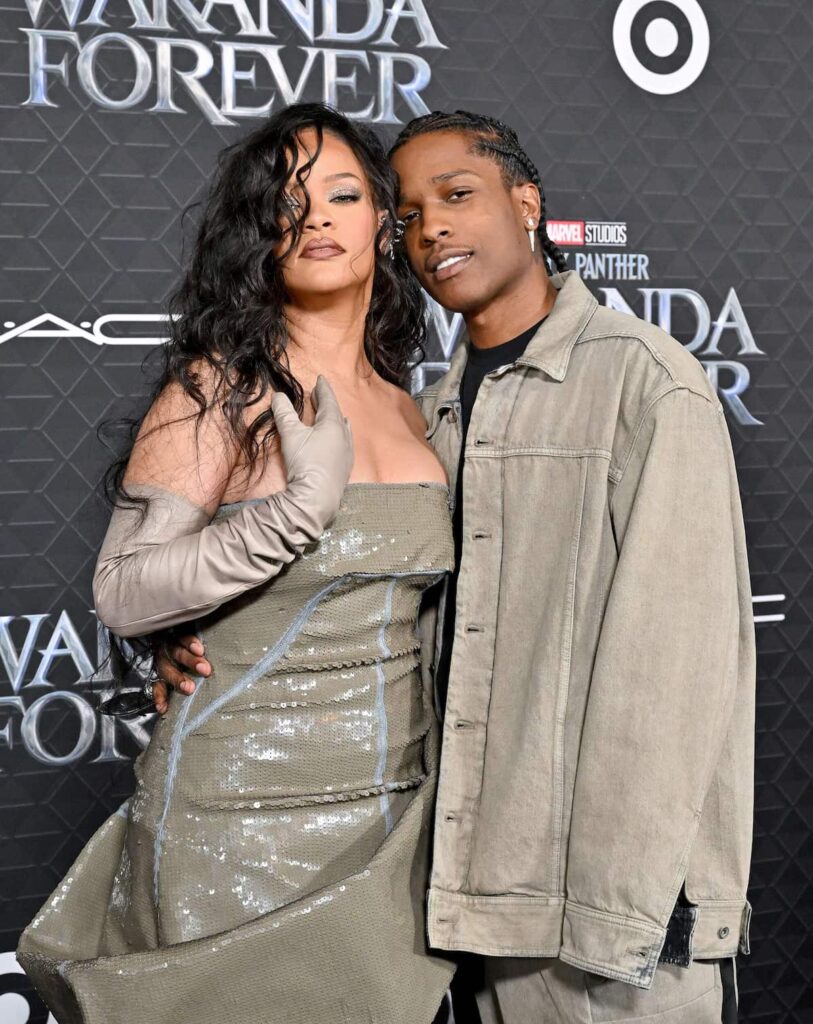 Rihanna and Asap Rocky at the premiere of Black Panther: Wakanda forever.